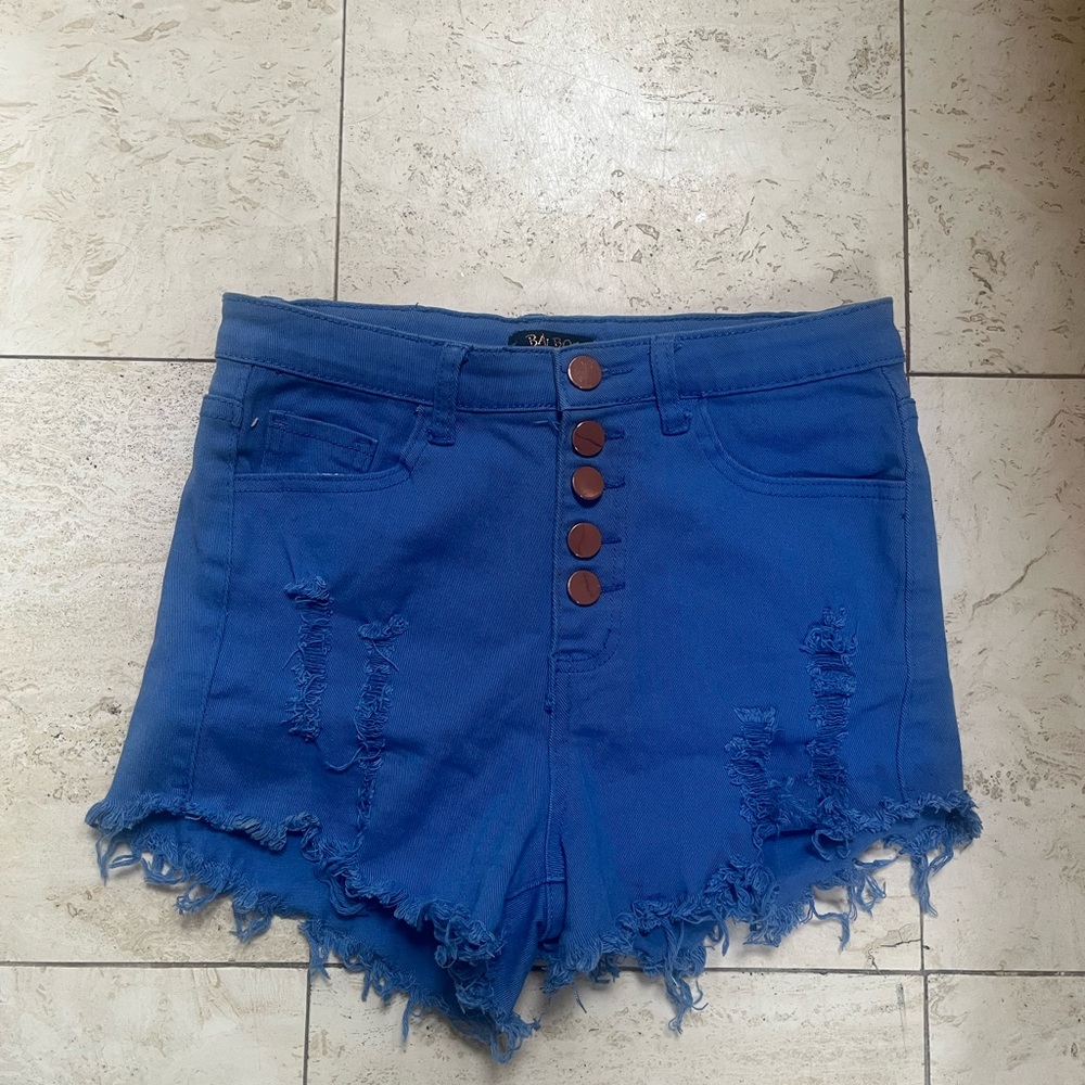 Blue high waisted jean shorts
